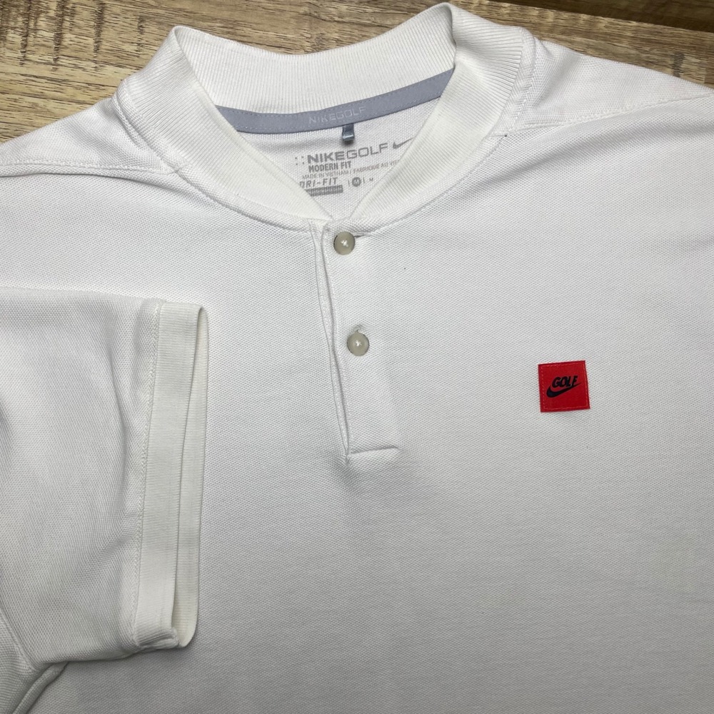 Nike Golf Modern Fit Dri-FIT Polo Shirt White Grey Color Block Mens‎ M